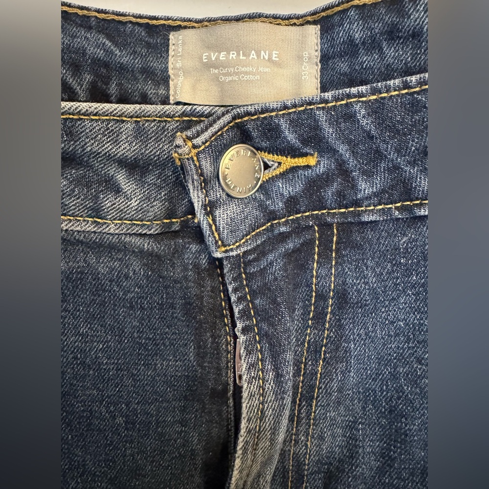 Everlane Nearly New Curvy Cheeky Dark Blue Organic Cotton Jeans, 33 Crop